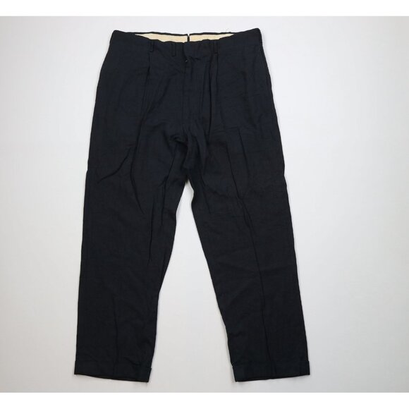 Vtg 50s Hollywood Regency Mens 38x29 Wool Rayon Gabardine Wide Leg Chino Pants